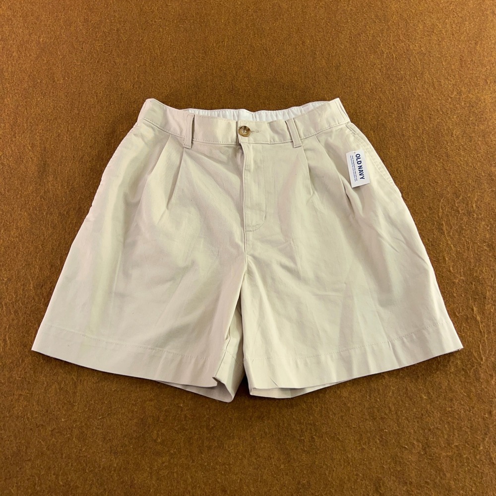 Old Navy Womens XS Tan Extra High-Rise OG Chino Pleated Shorts NWT